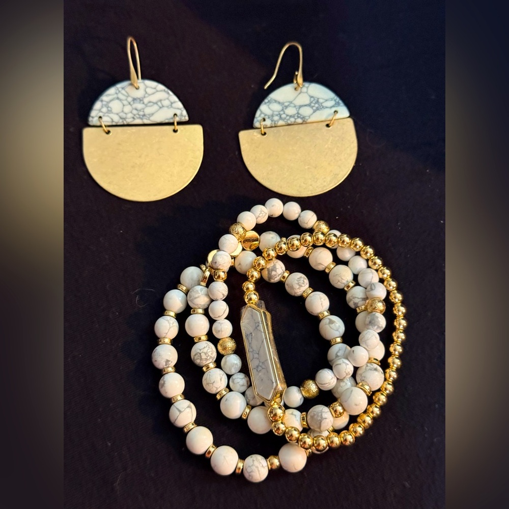 Elegant Stone & Gold Jewelry Set